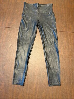 SPANX Faux Leather Leggings Womens XL Black High Rise Shaping Pants